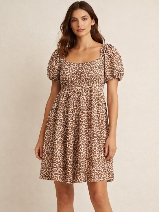 J. Crew Dresses & Skirts - J.Crew Linen-cupro blend mini dress Leopard print Size 6 NWT